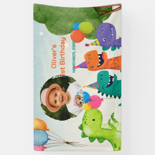 Little Dino 1st Birthday Banner 横断幕 (縦)