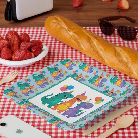 Little Dino 1st Birthday Paper Plate ペーパープレート (ピクニック)