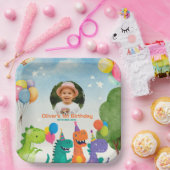 Little Dino 1st Birthday Paper Plate ペーパープレート (パーティー)