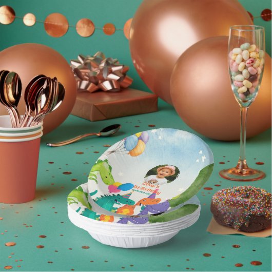 Little Dino 1st Birthday Paper Plate ペーパーボウル (複数)