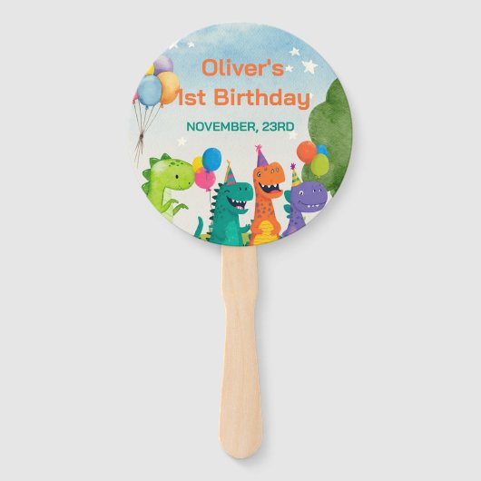 Little Dino 1st Birthday Set of Fans ハンドファン (裏面)