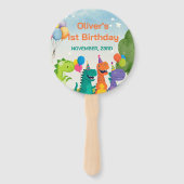 Little Dino 1st Birthday Set of Fans ハンドファン (正面)