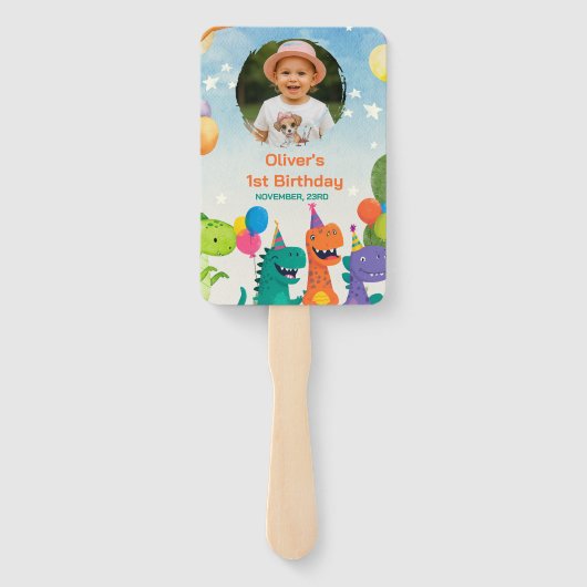 Little Dino 1st Birthday Set of Fans ハンドファン (裏面)