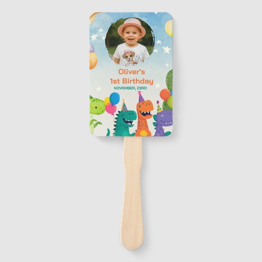 Little Dino 1st Birthday Set of Fans ハンドファン (正面)
