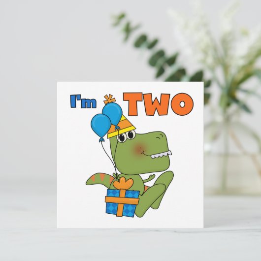 Little Dino 2nd誕生日Tシャツとギフト カード (スタンド正面)