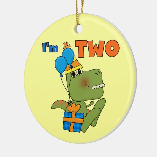 Little Dino 2nd誕生日Tシャツとギフト セラミックオーナメント (左)