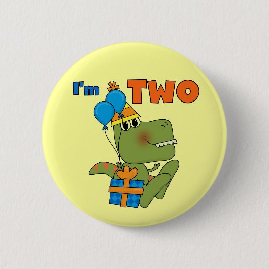 Little Dino 2nd誕生日Tシャツとギフト 缶バッジ (正面)