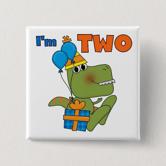 Little Dino 2nd誕生日Tシャツとギフト 缶バッジ (正面)