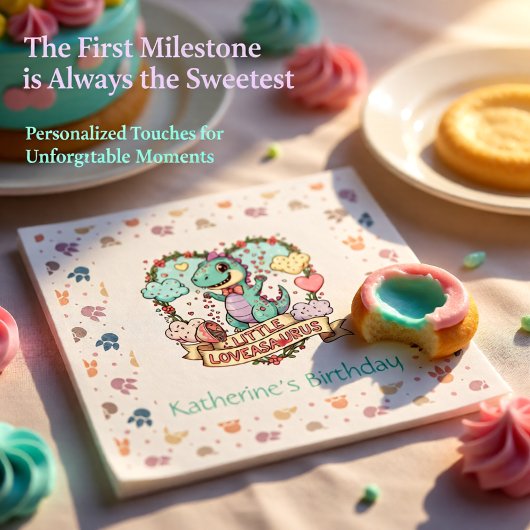 Little Dino Birthday Personalized スタンダードカクテルナプキン