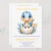 Little Dino on the Way:恐竜の孵化ベビー 招待状 (正面/裏面)