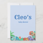 Little Dino on the Way Blue Boy Baby Shower 招待状 (裏面)