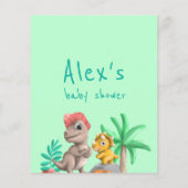 Little Dino on the Way Greenery Baby Shower Bingo (裏面)