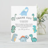 Little Dinosaur Cute Baby Shower サンキューカード (スタンド正面)