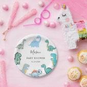 Little Dinosaur Cute Baby Shower ペーパープレート (パーティー)