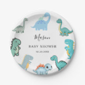 Little Dinosaur Cute Baby Shower ペーパープレート (正面)