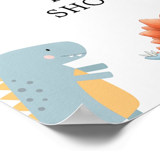 Little Dinosaur Cute Baby Shower ポスター (角)