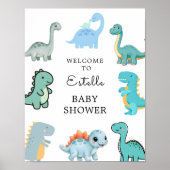 Little Dinosaur Cute Baby Shower ポスター (正面)
