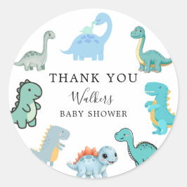 Little Dinosaur Cute Baby Shower ラウンドシール