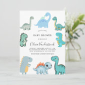 Little Dinosaur Cute Baby Shower 招待状 (スタンド正面)