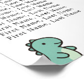 Little Dinosaur Cute Baby Shower Seating Charts ポスター (角)