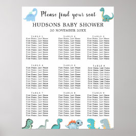 Little Dinosaur Cute Baby Shower Seating Charts ポスター