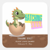 Little Dinosaur Hatching Soon スクエアシール (正面)
