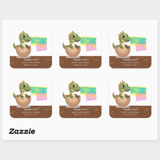 Little Dinosaur Hatching Soon スクエアシール (シート)