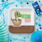 Little Dinosaur Hatching Soon ペーパープレート (パーティー)