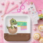 Little Dinosaur Hatching Soon ペーパープレート (パーティー)