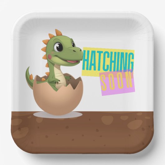 Little Dinosaur Hatching Soon ペーパープレート (正面)