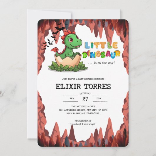 Little Dinosaur Is on the Way 招待状 (正面)