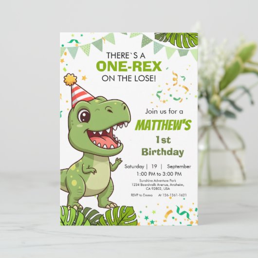 Little Dinosaur Roar First Party Invitation 招待状 (スタンド正面)