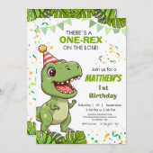 Little Dinosaur Roar First Party Invitation 招待状 (正面/裏面)