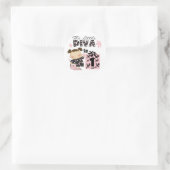 Little Diva誕生日Tシャツとギフト ラウンドシール (バッグ)