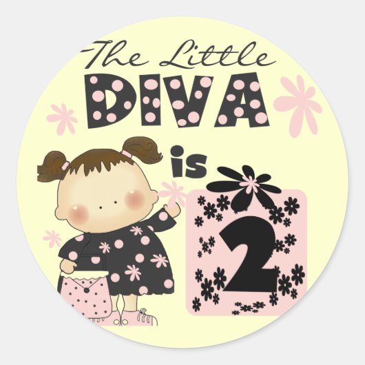 Little Diva 2nd誕生日Tシャツとギフト ラウンドシール (正面)
