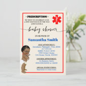 Little Doctor on his way医療オウムBaby Shower 招待状 (スタンド正面)