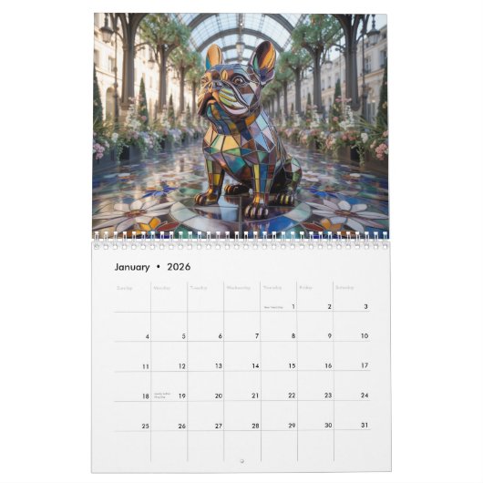 Little Dog Glass Calendar カレンダー (1月 2026)