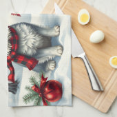 Little Dogs in Preppy Winter Attire and Hat Winter キッチンタオル (四つ折り)