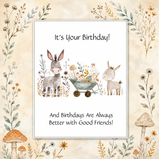 Little Donkeys Happy Birthday Business | ポストカード