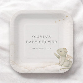 Little Dragon Almost Here Baby Shower Party ペーパープレート