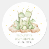 Little Dragon Baby Shower ラウンドシール (正面)