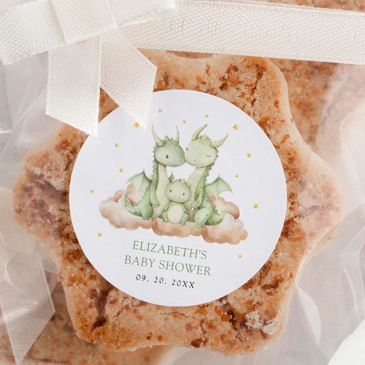 Little Dragon Baby Shower ラウンドシール