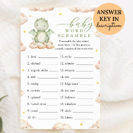 Little Dragon Baby Shower Baby Word Scramble Game
