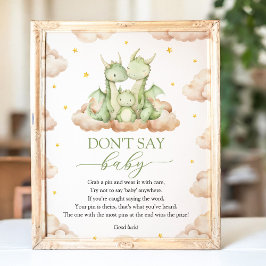 Little Dragon Baby Shower Don't Say Baby Sign ポスター