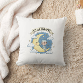 Little Dreamer Sleeping on Moon - Throw pillow クッション