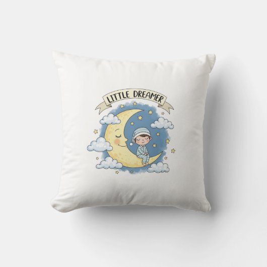Little Dreamer Sleeping on Moon - Throw pillow クッション (正面)