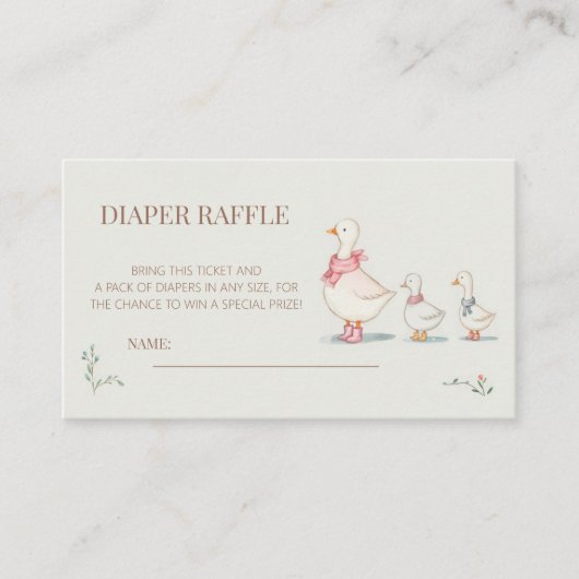 little duck Baby Shower Diaper Raffle エンクロージャーカード (正面)