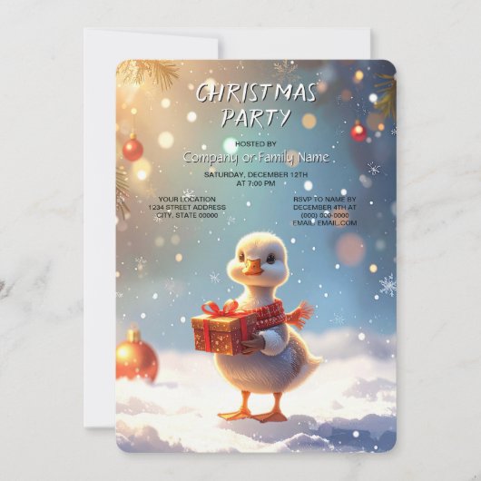 Little Duck Christmas Holiday Party Invitation 招待状 (正面)