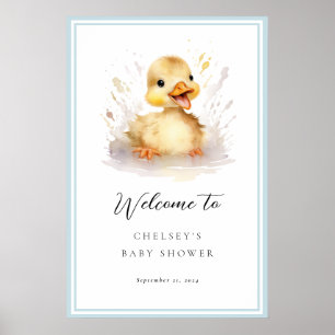 Little Ducking Baby Shower Welcome Sign Poster ポスター