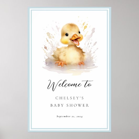 Little Ducking Baby Shower Welcome Sign Poster ポスター (正面)